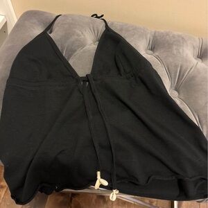 Black Halter Top with Beaded Ties